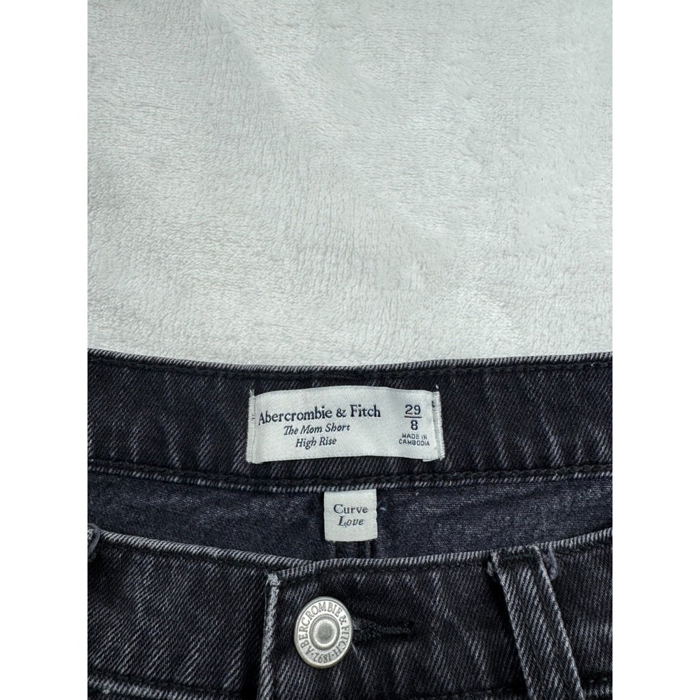 Abercrombie & Fitch The Mom Shorts Women's 8/29 Black Denim Zip-Fly High Rise - Picture 4 of 7